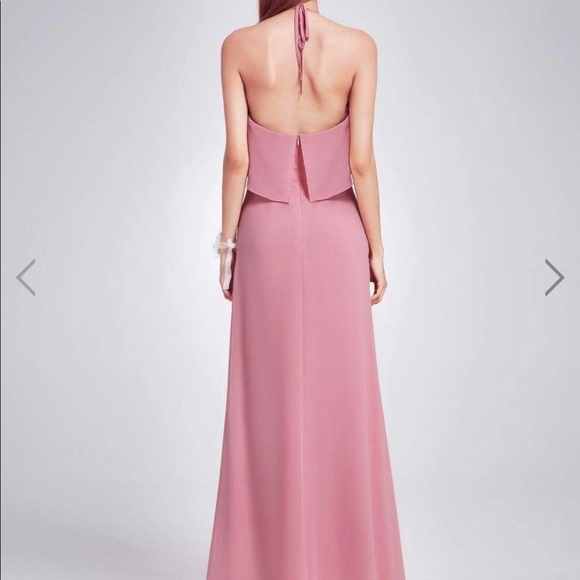 Long pink halter bridesmaid dress - Picture 2 of 2